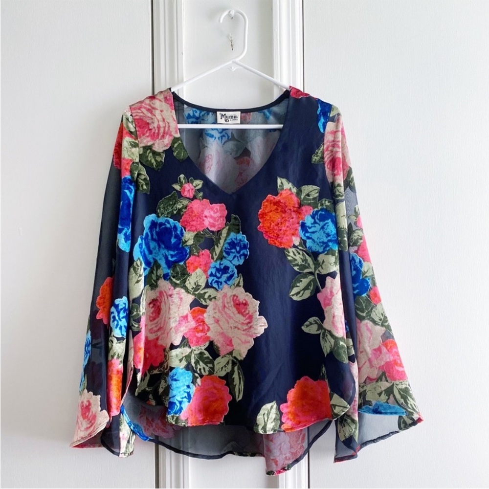 Show Me Your MuMu Hippie Dippie Floral Velvet Burnout Mesh Blouse